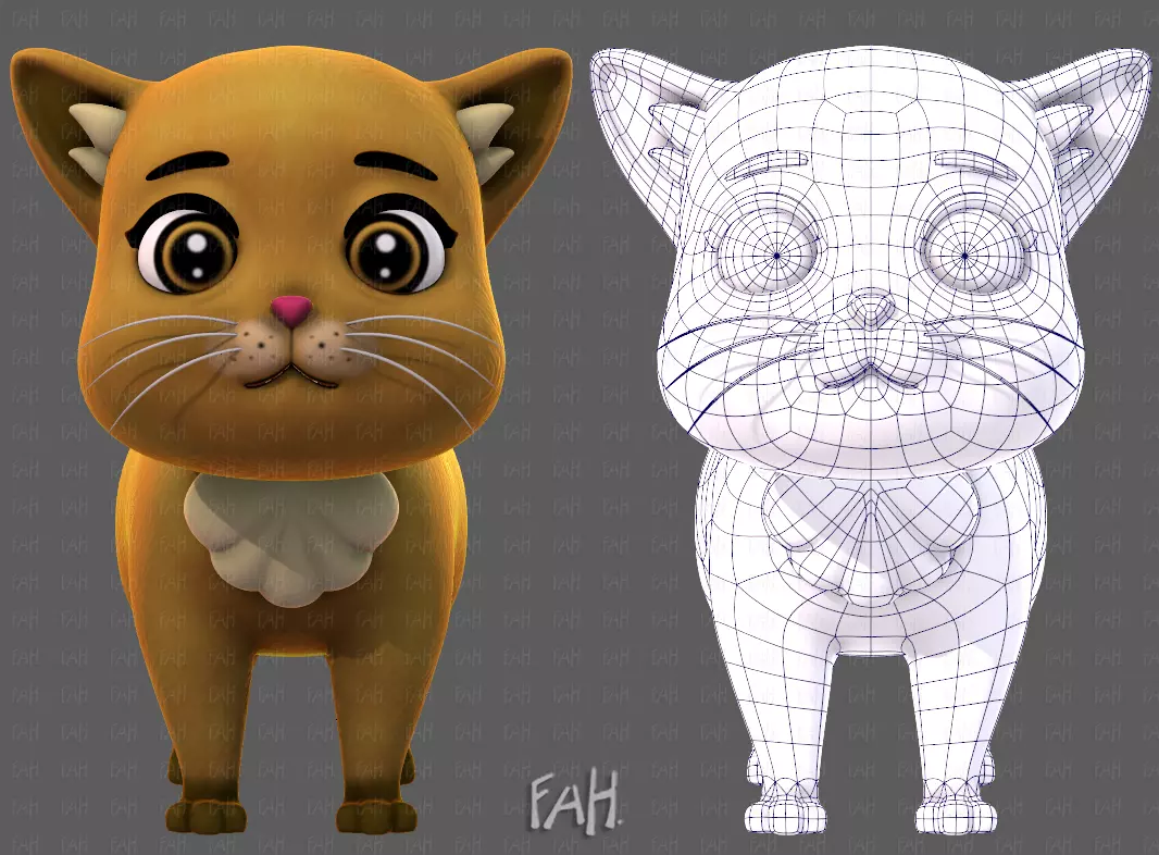 Cat Cartoon V05 Low-poly 3D model_0