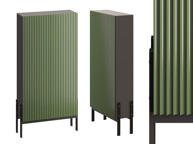 Wardrobe with voluminous stripes Twig 3D model