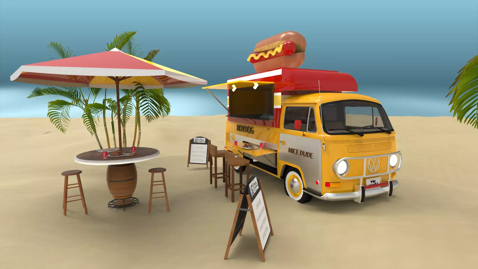 Mobile hotdog cafe 3D model_0