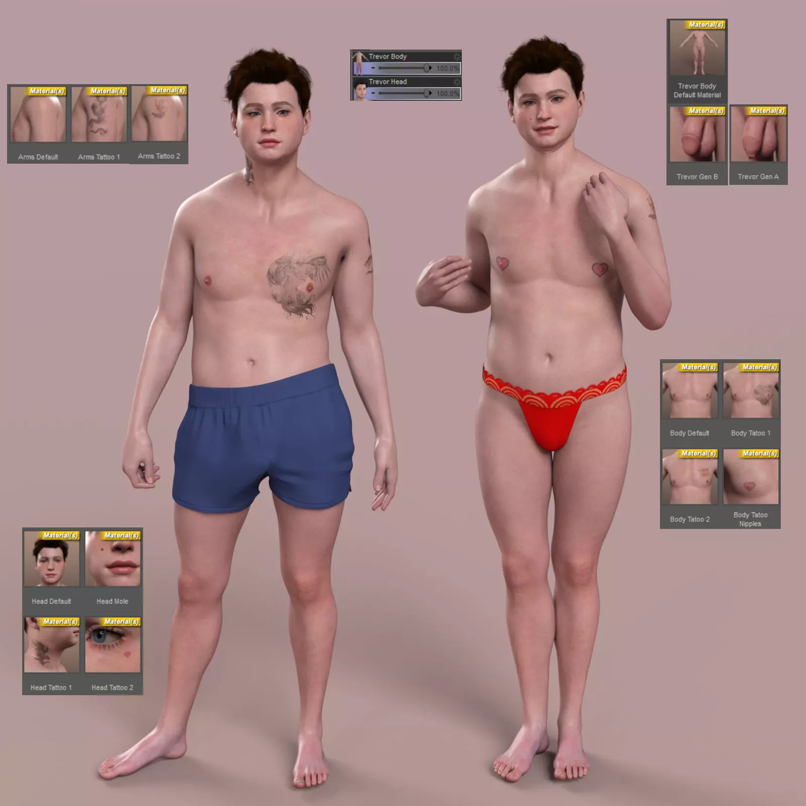 Trevor Variable Pro Textures for Genesis 9 3D model