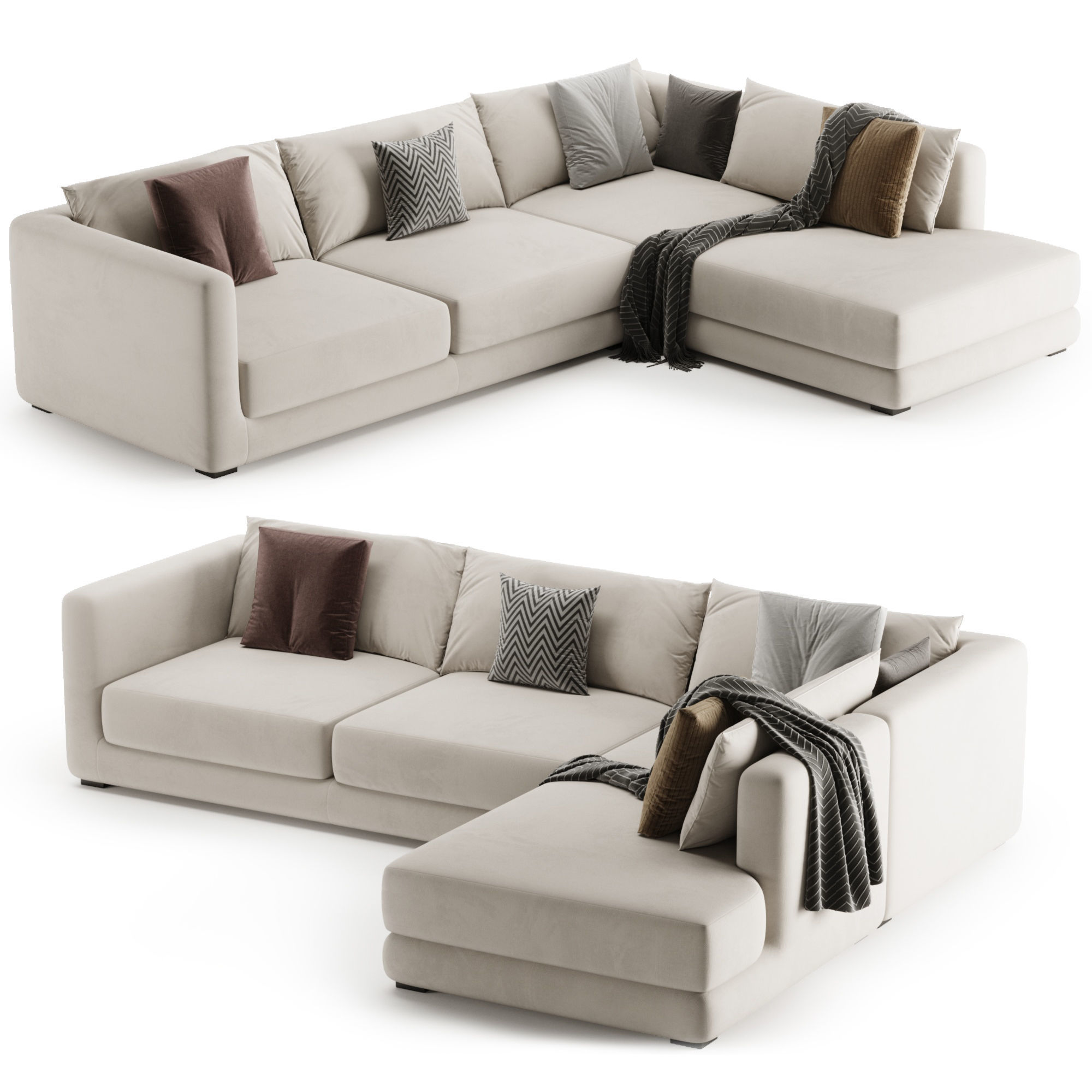 BLAKE LARGE OPEN END CORNER SOFA By Loom Loft 3D model_4