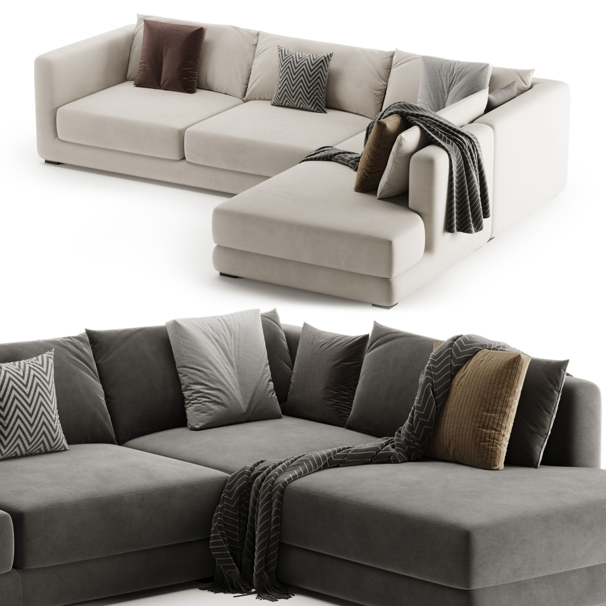 BLAKE LARGE OPEN END CORNER SOFA By Loom Loft 3D model_2