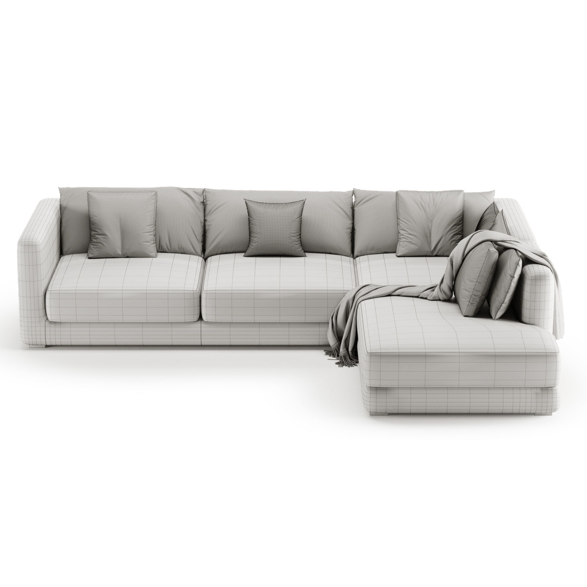 BLAKE LARGE OPEN END CORNER SOFA By Loom Loft 3D model_12