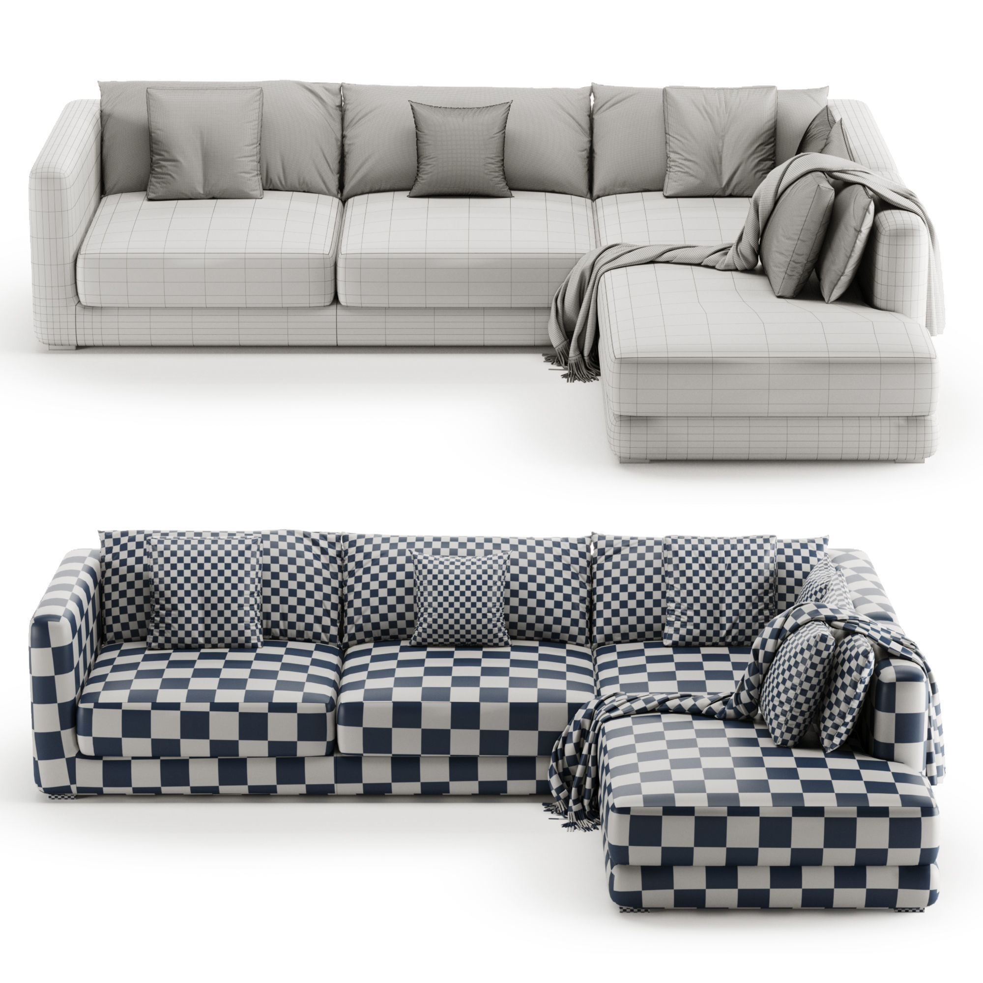 BLAKE LARGE OPEN END CORNER SOFA By Loom Loft 3D model_5