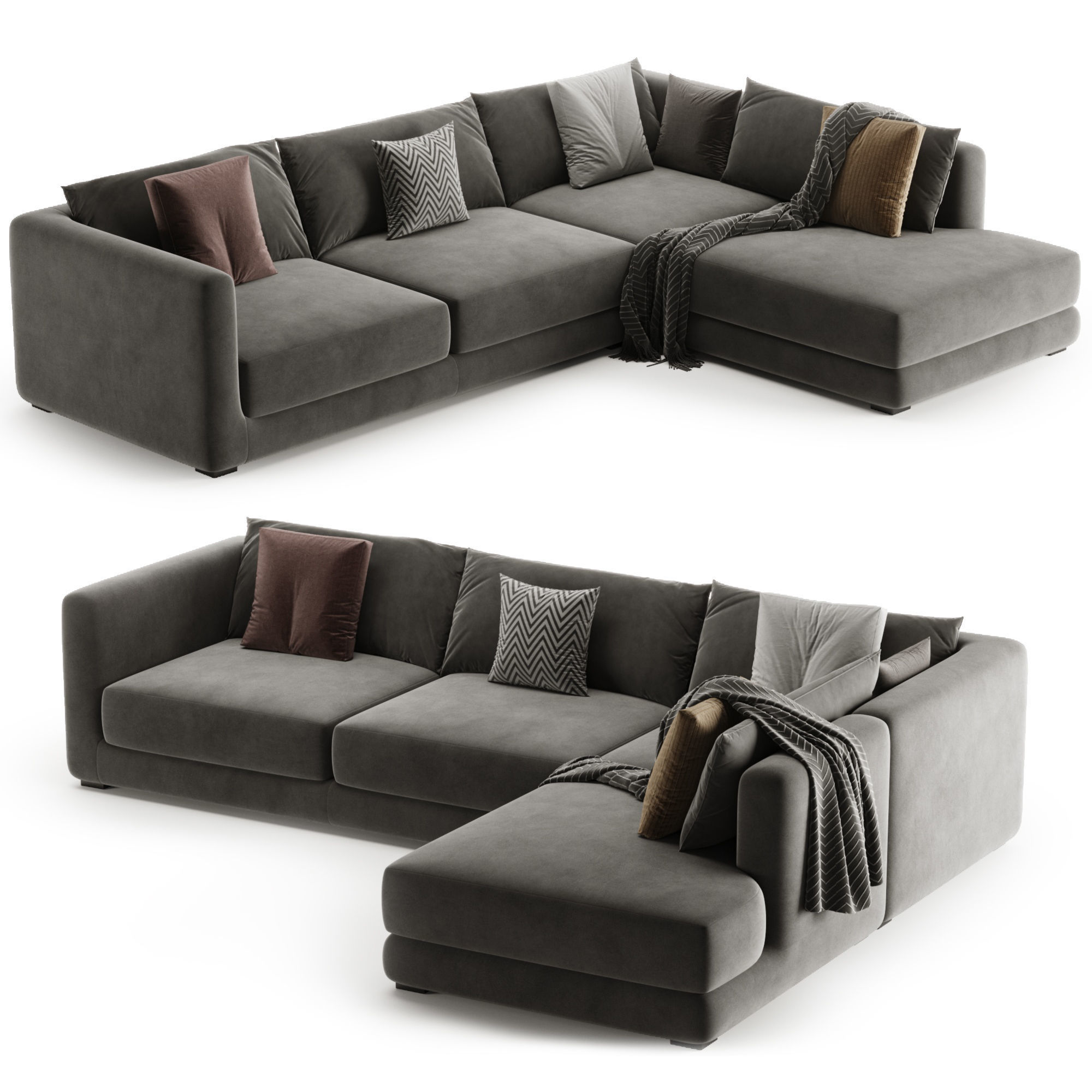 BLAKE LARGE OPEN END CORNER SOFA By Loom Loft 3D model_3