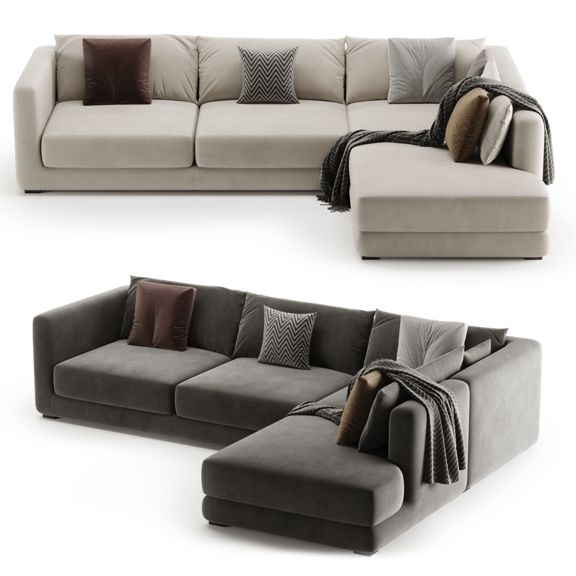 BLAKE LARGE OPEN END CORNER SOFA By Loom Loft 3D model_1