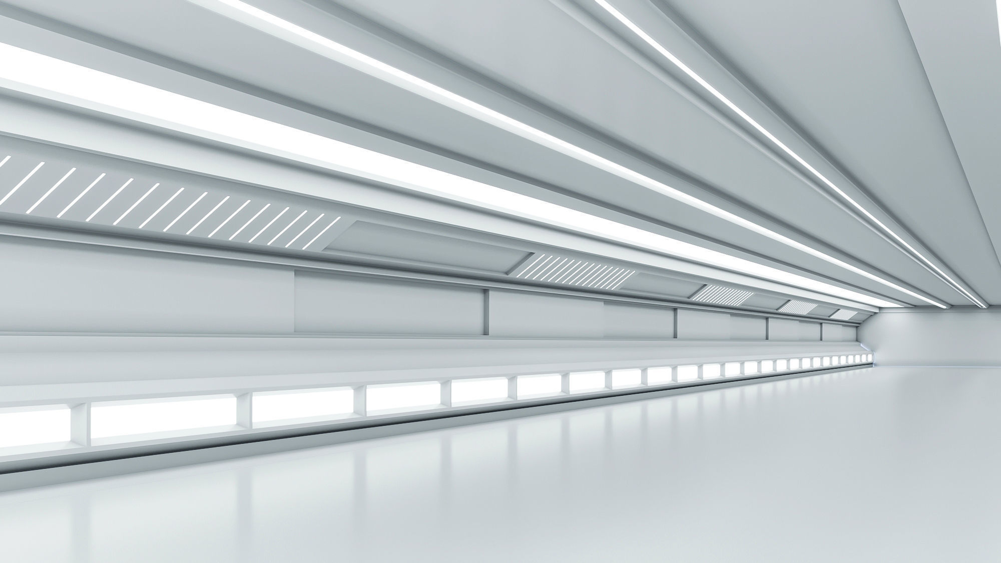 low poly sci fi corridor 11 Low-poly 3D model_2