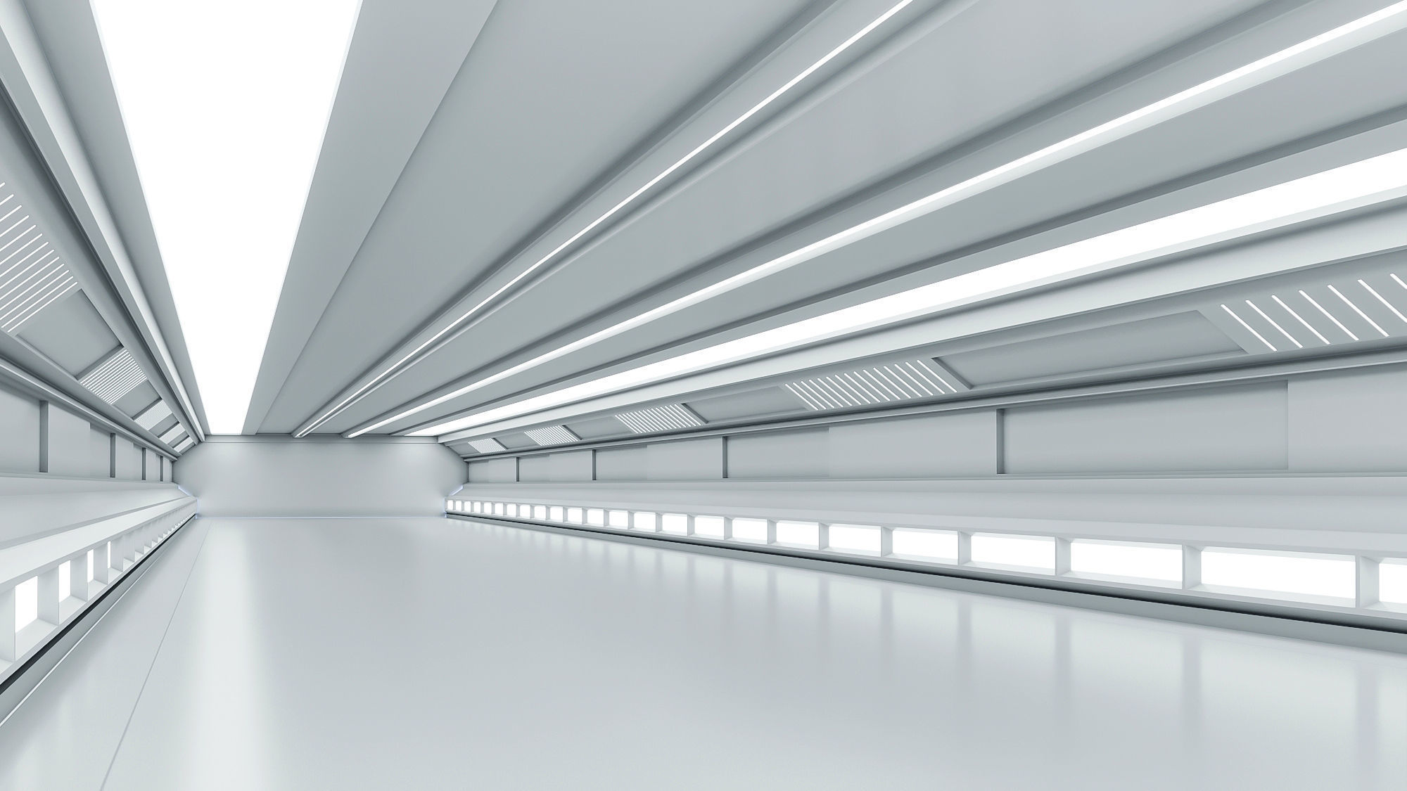 low poly sci fi corridor 11 Low-poly 3D model_1