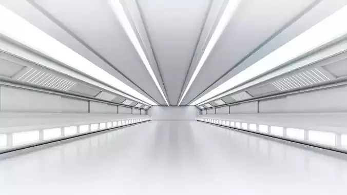 low poly sci fi corridor 11 Low-poly 3D model