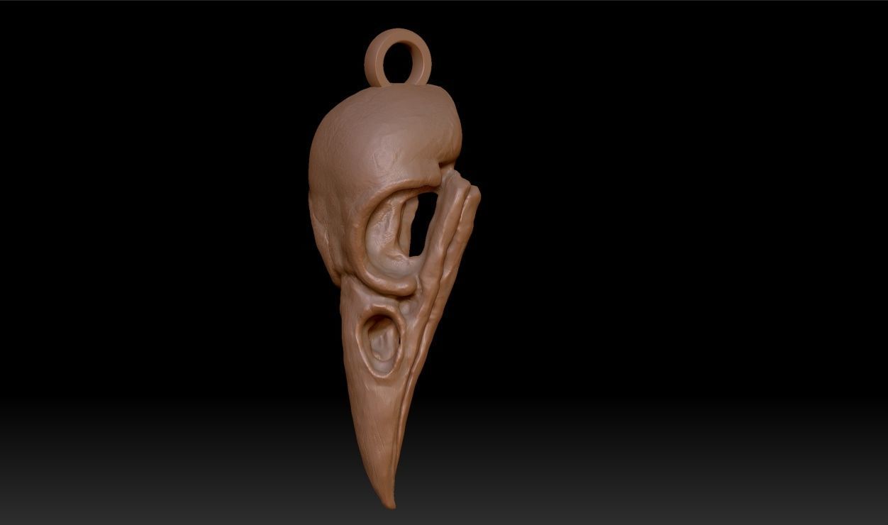 Crow Skull Pendant 3D print model_17