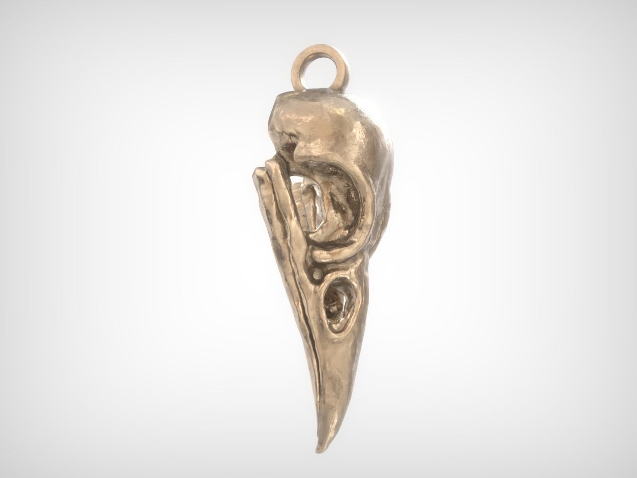Crow Skull Pendant 3D print model_9