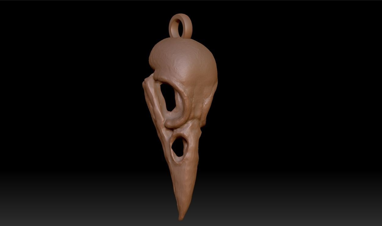 Crow Skull Pendant 3D print model_12