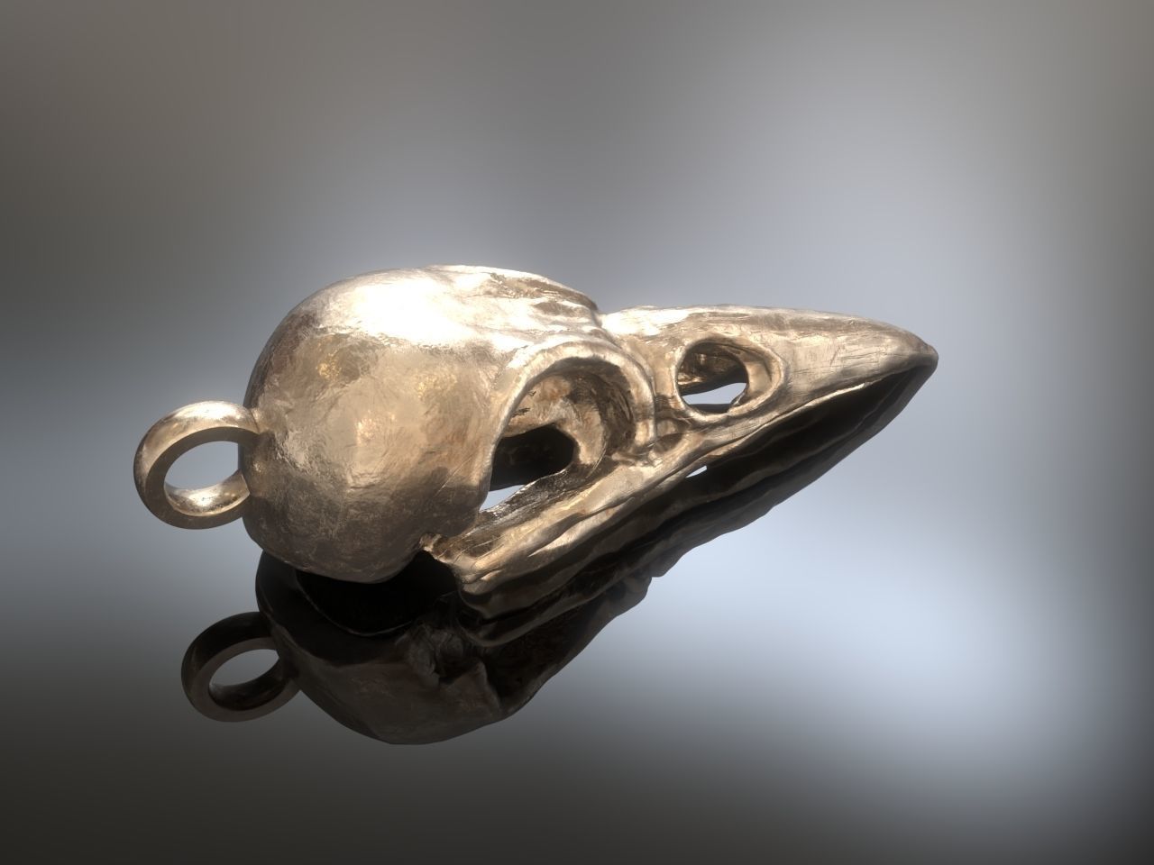 Crow Skull Pendant 3D print model_4