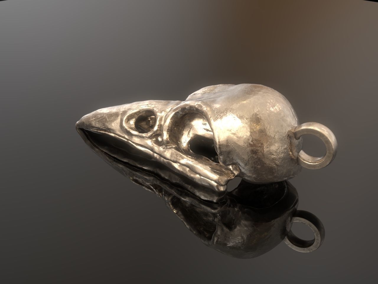 Crow Skull Pendant 3D print model_3