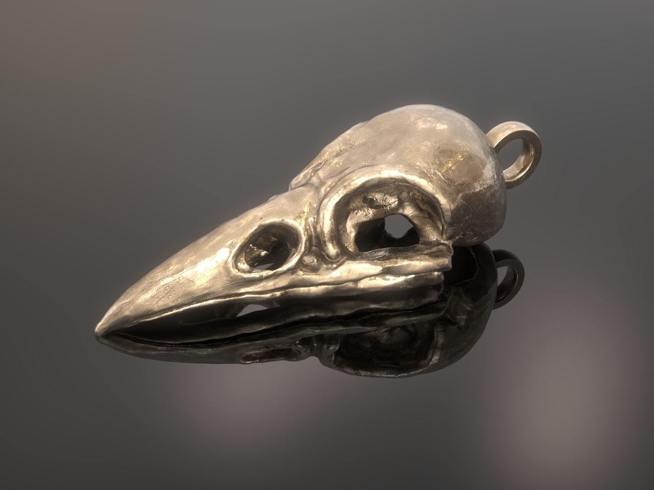 Crow Skull Pendant 3D print model_1