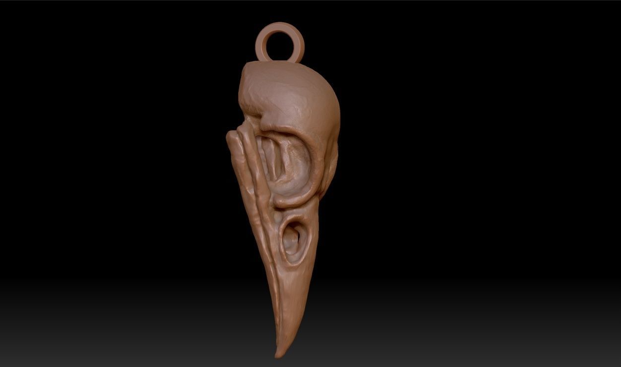 Crow Skull Pendant 3D print model_13