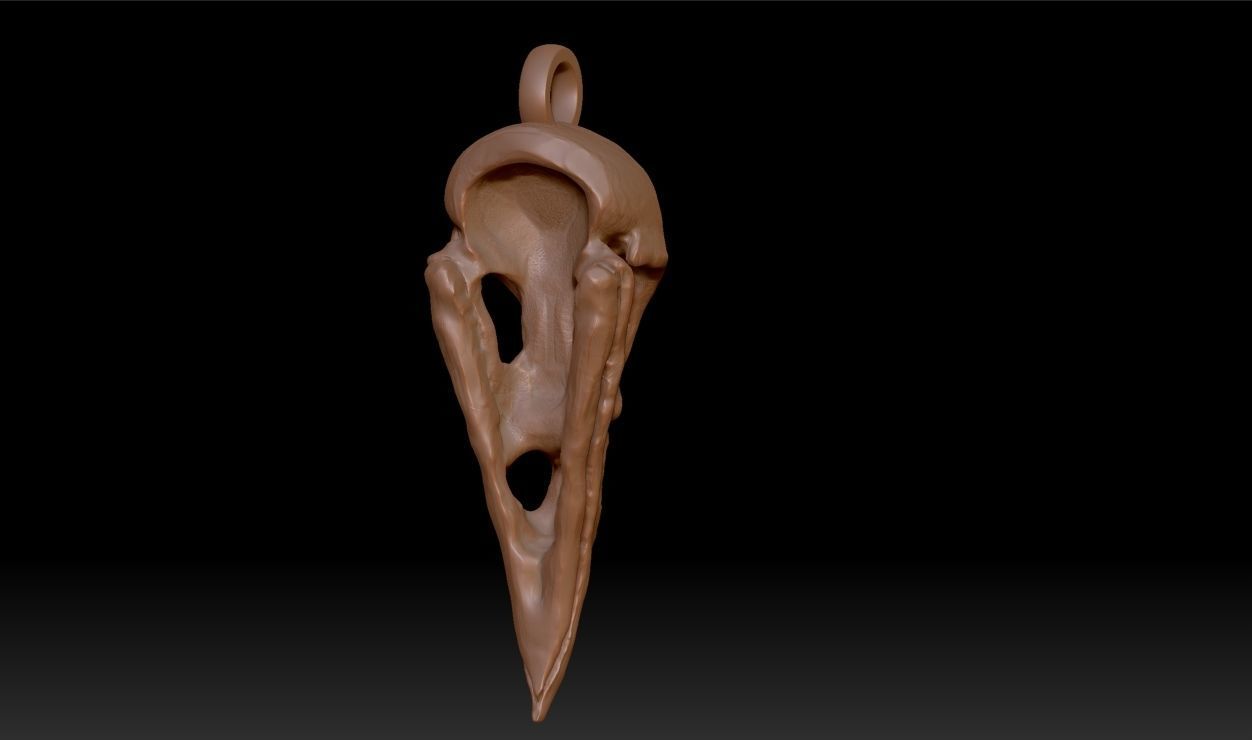 Crow Skull Pendant 3D print model_14