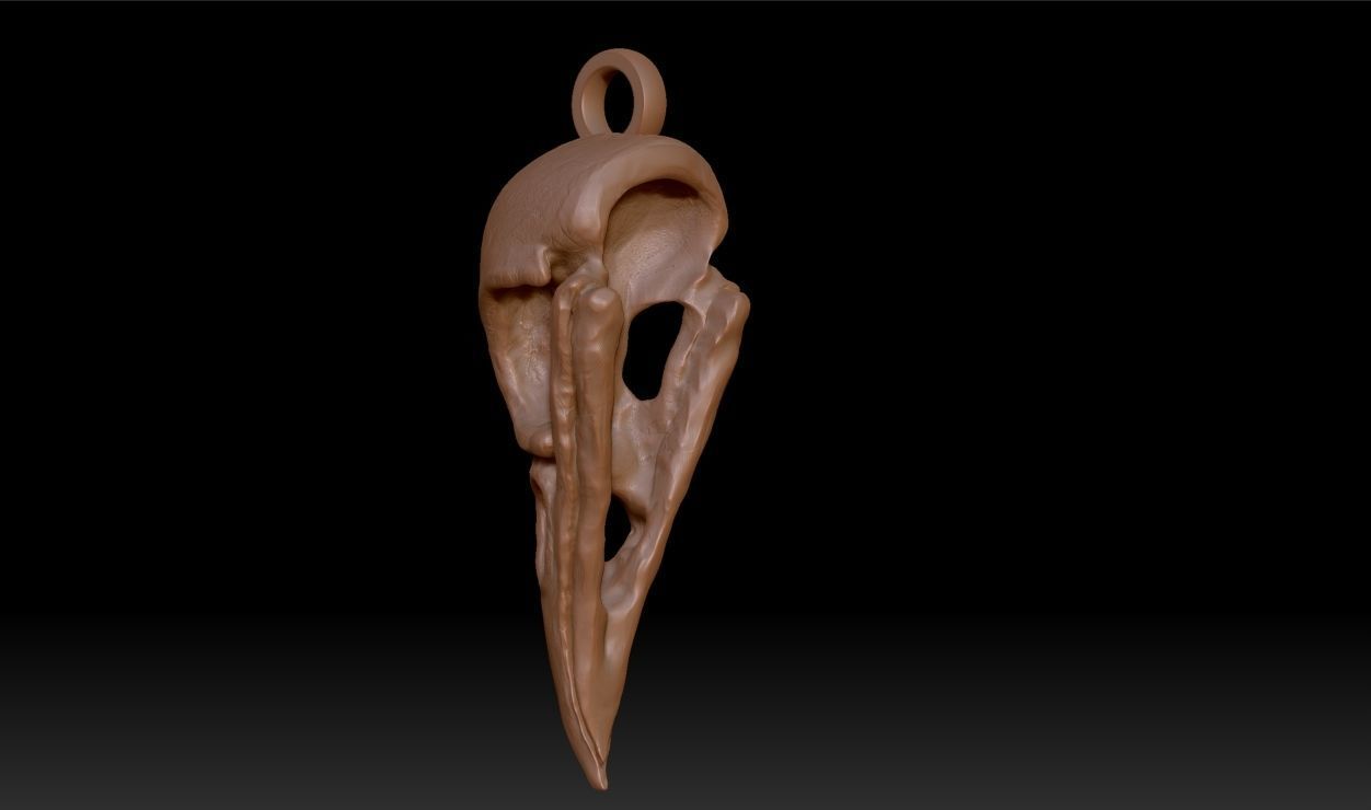 Crow Skull Pendant 3D print model_15