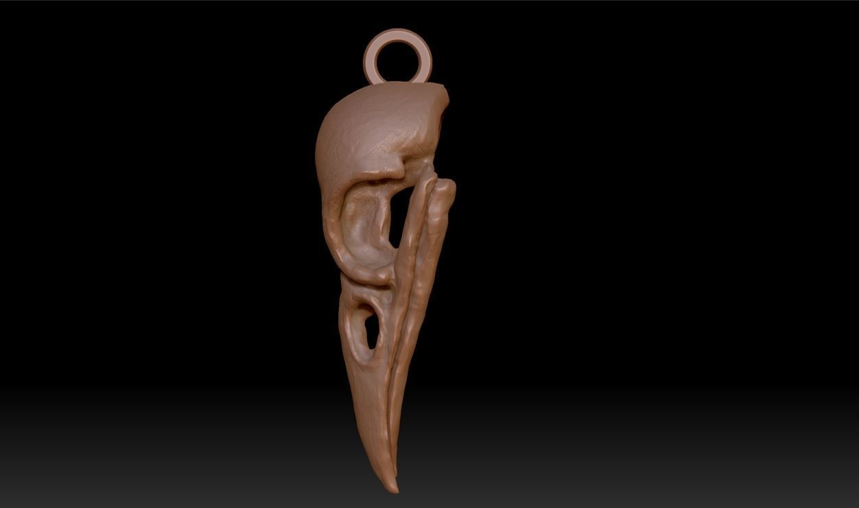 Crow Skull Pendant 3D print model_16