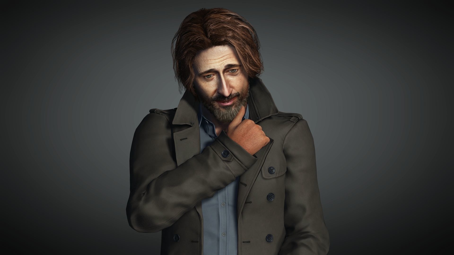 Adrien Brody Rigged animated 2500 Free animations tutorial Low-poly 3D model_15