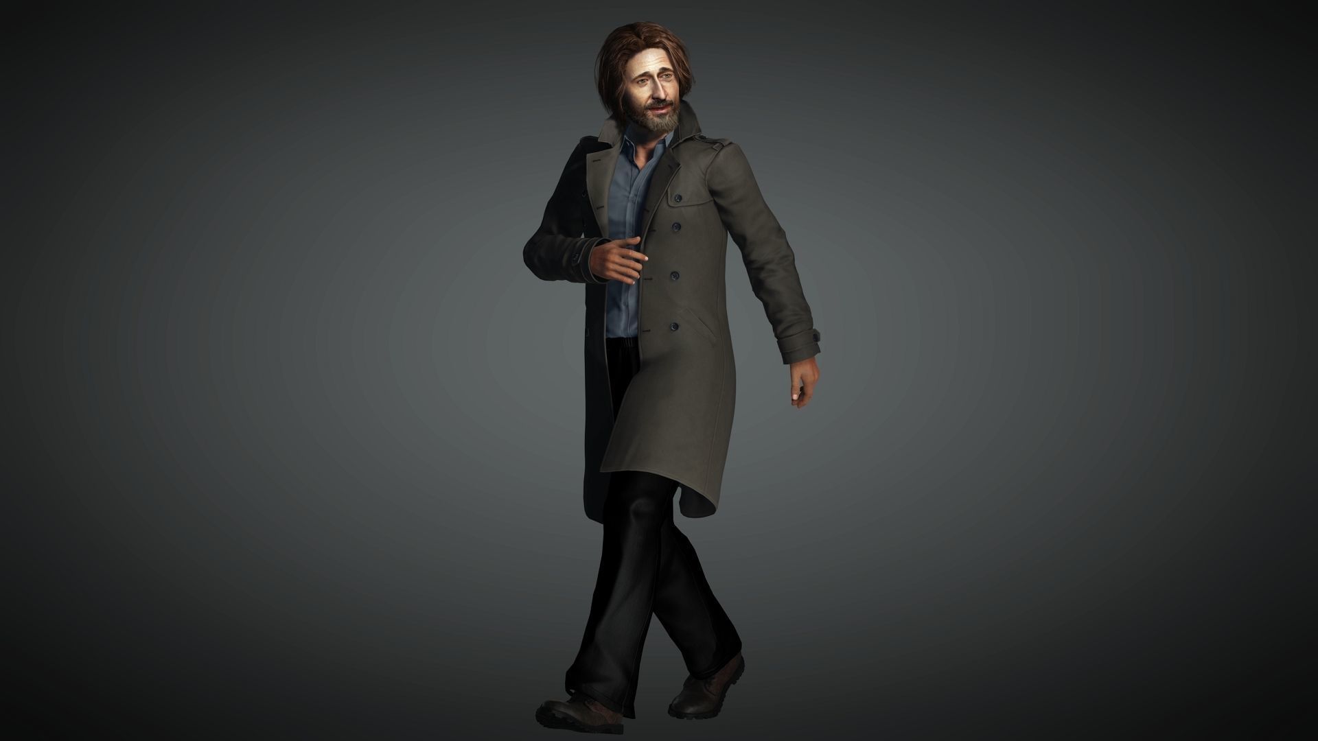 Adrien Brody Rigged animated 2500 Free animations tutorial Low-poly 3D model_9