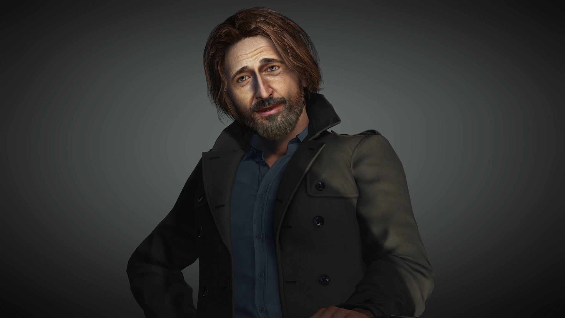 Adrien Brody Rigged animated 2500 Free animations tutorial Low-poly 3D model_10