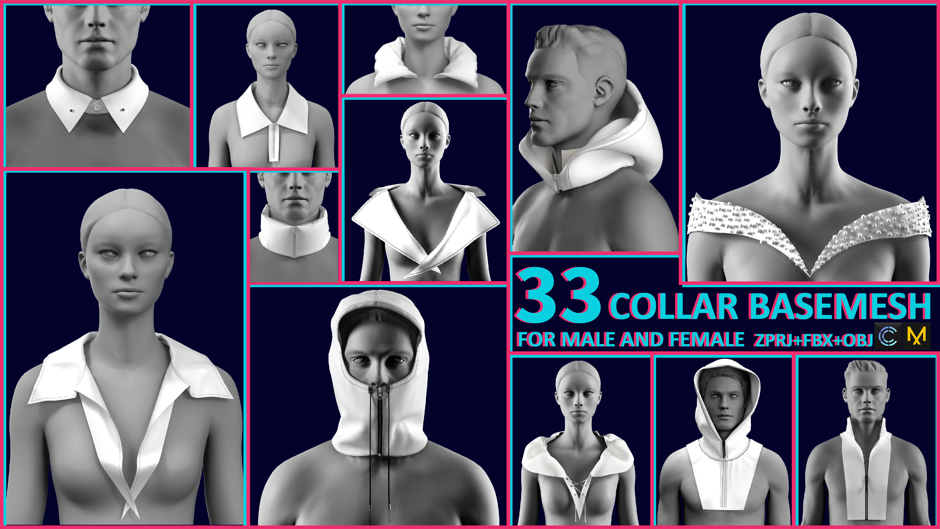 33 COLLAR BASEMESH Low-poly 3D model_10