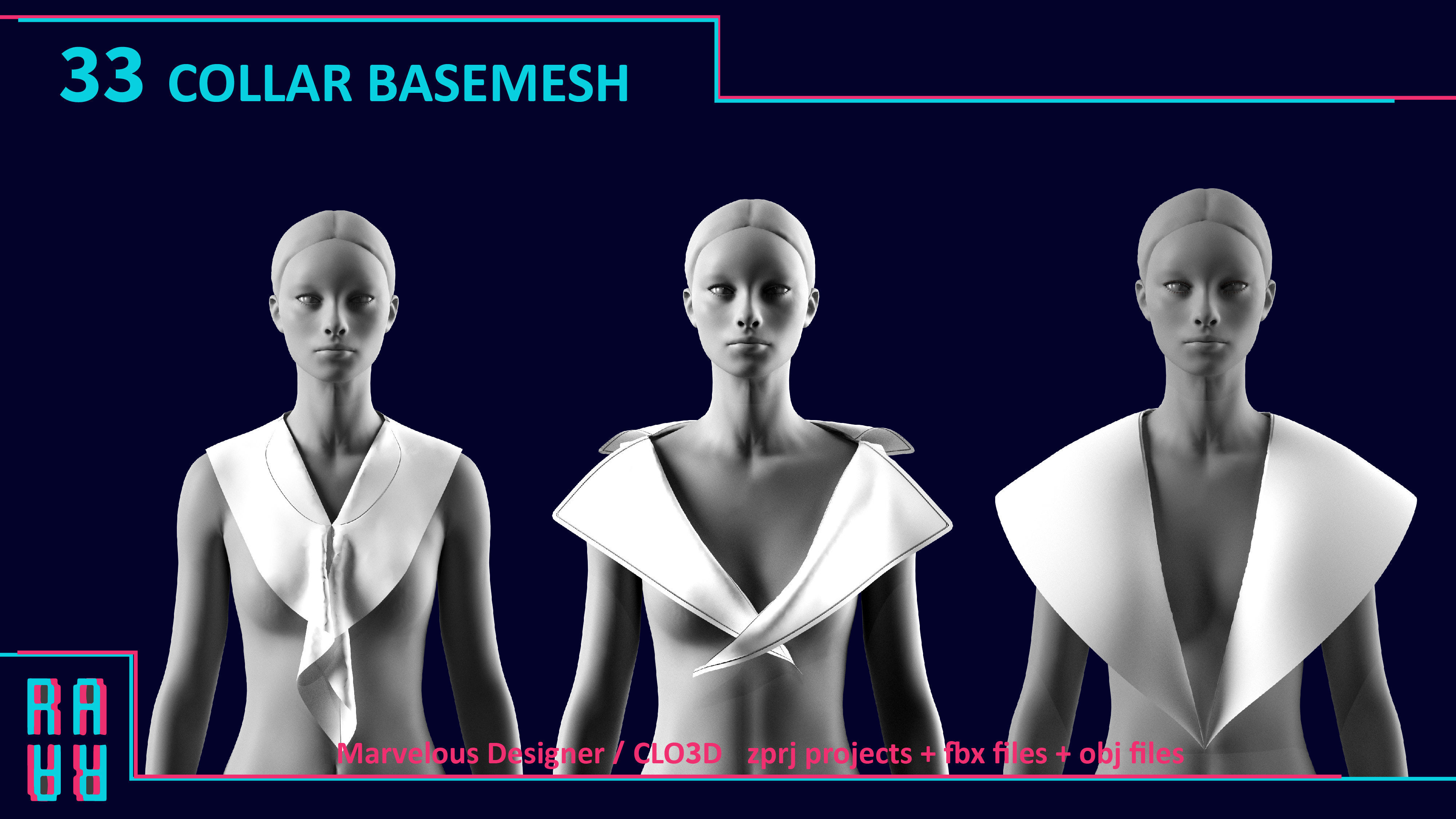 33 COLLAR BASEMESH Low-poly 3D model_1