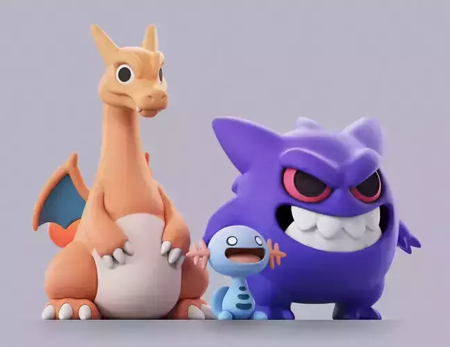 Pokemon - Charizard Gengar Wooper 3D print model Pokemon - Charizard Gengar Wooper 3D print model