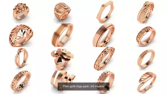 63 Plain gold rings pack