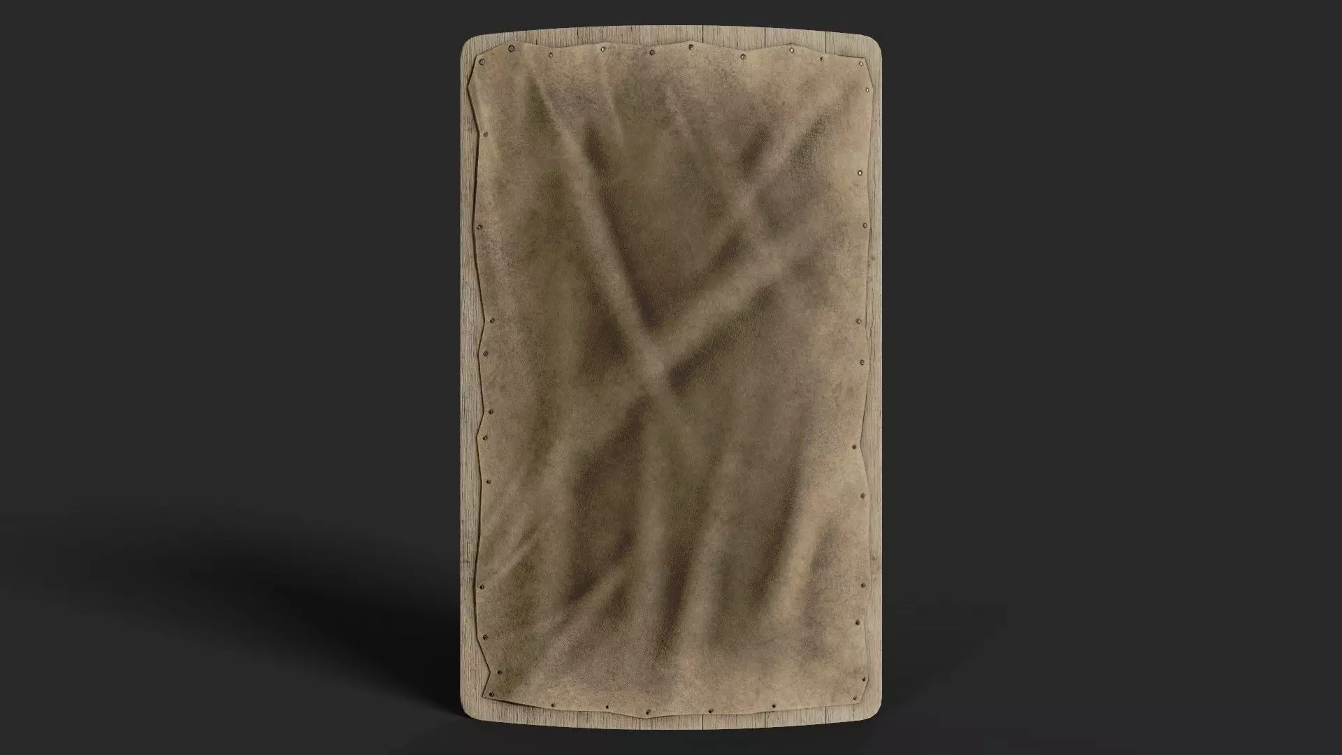 Slavic square leather shield- base Low-poly 3D model_0