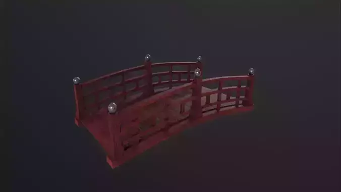 Japanese red bridge 3D Model
