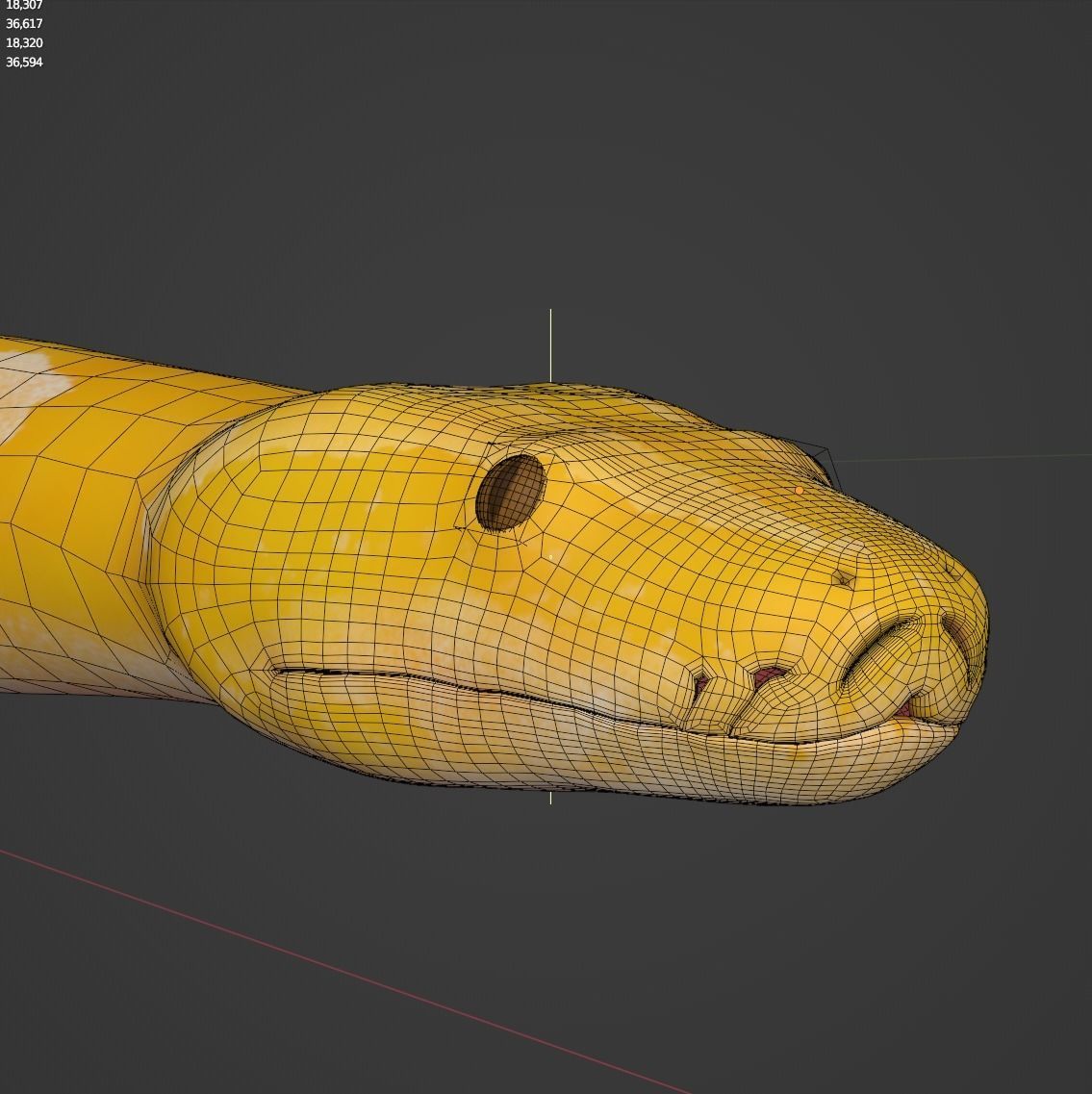 Albino Burmese Python Low-poly 3D model_9