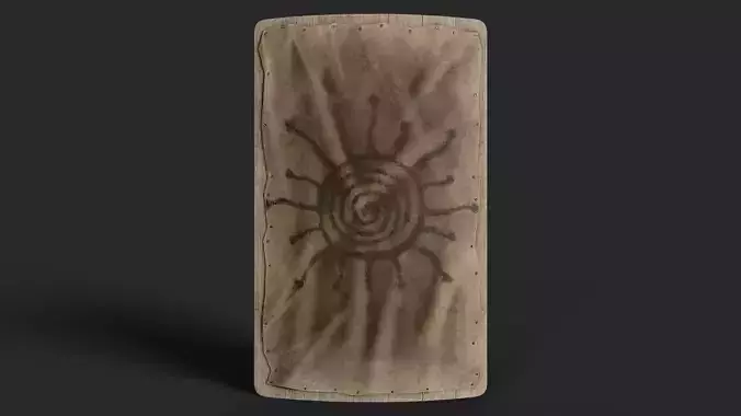 Slavic square leather shield-painted black Sun symbol Low-poly 3D model