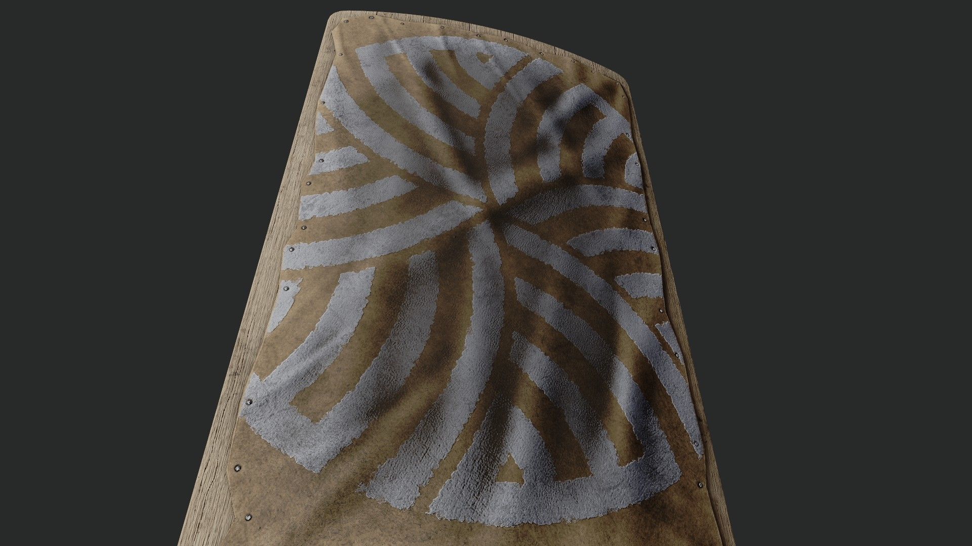 Slavic square leather shield-painted white nordic symbol Low-poly 3D model_4