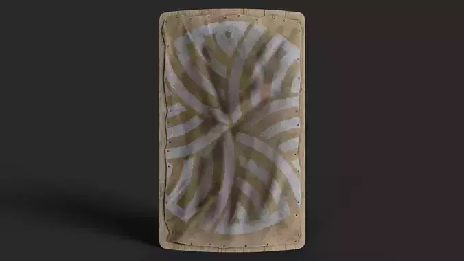 Slavic square leather shield-painted white nordic symbol Low-poly 3D model