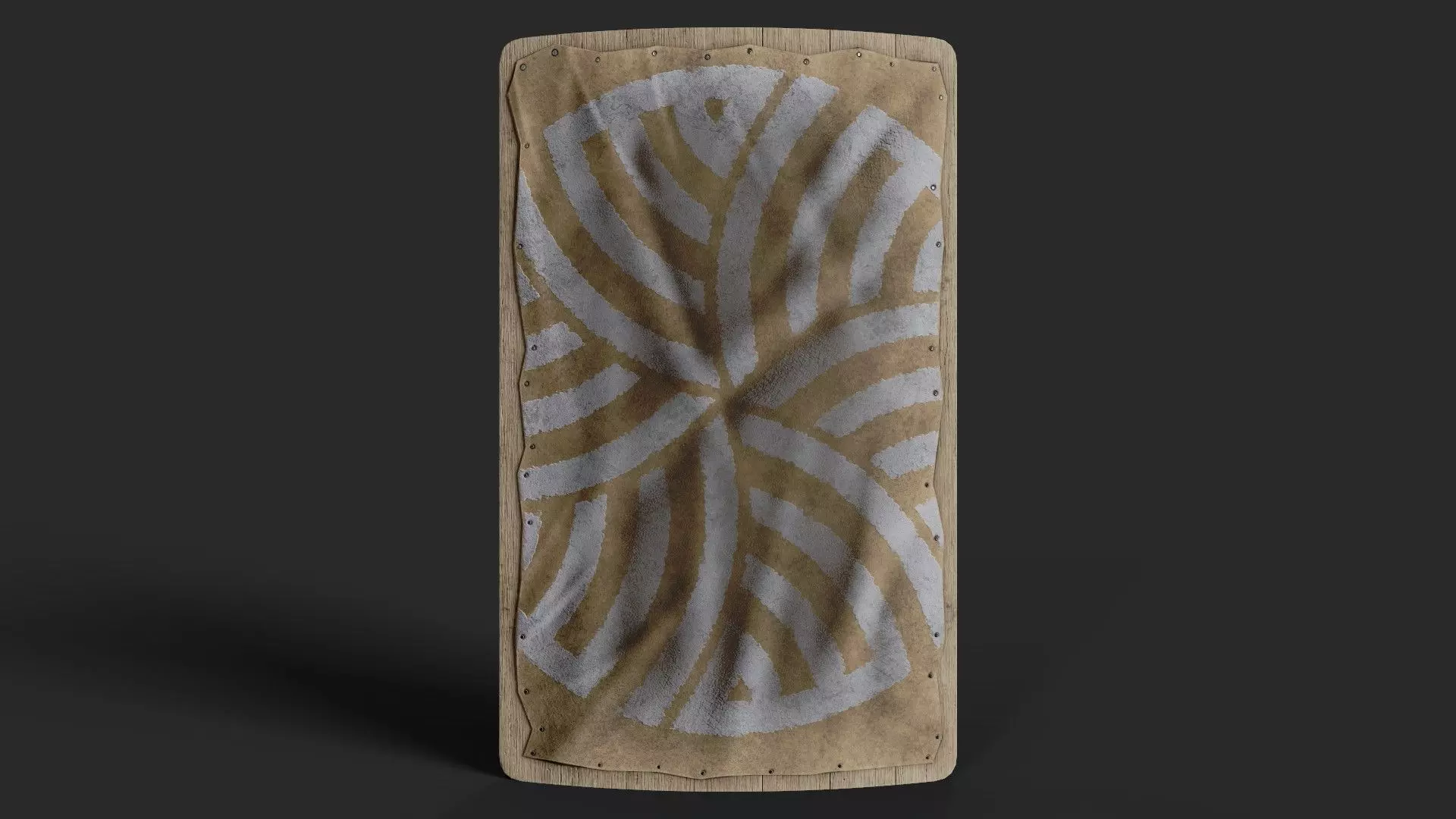 Slavic square leather shield-painted white nordic symbol Low-poly 3D model_0