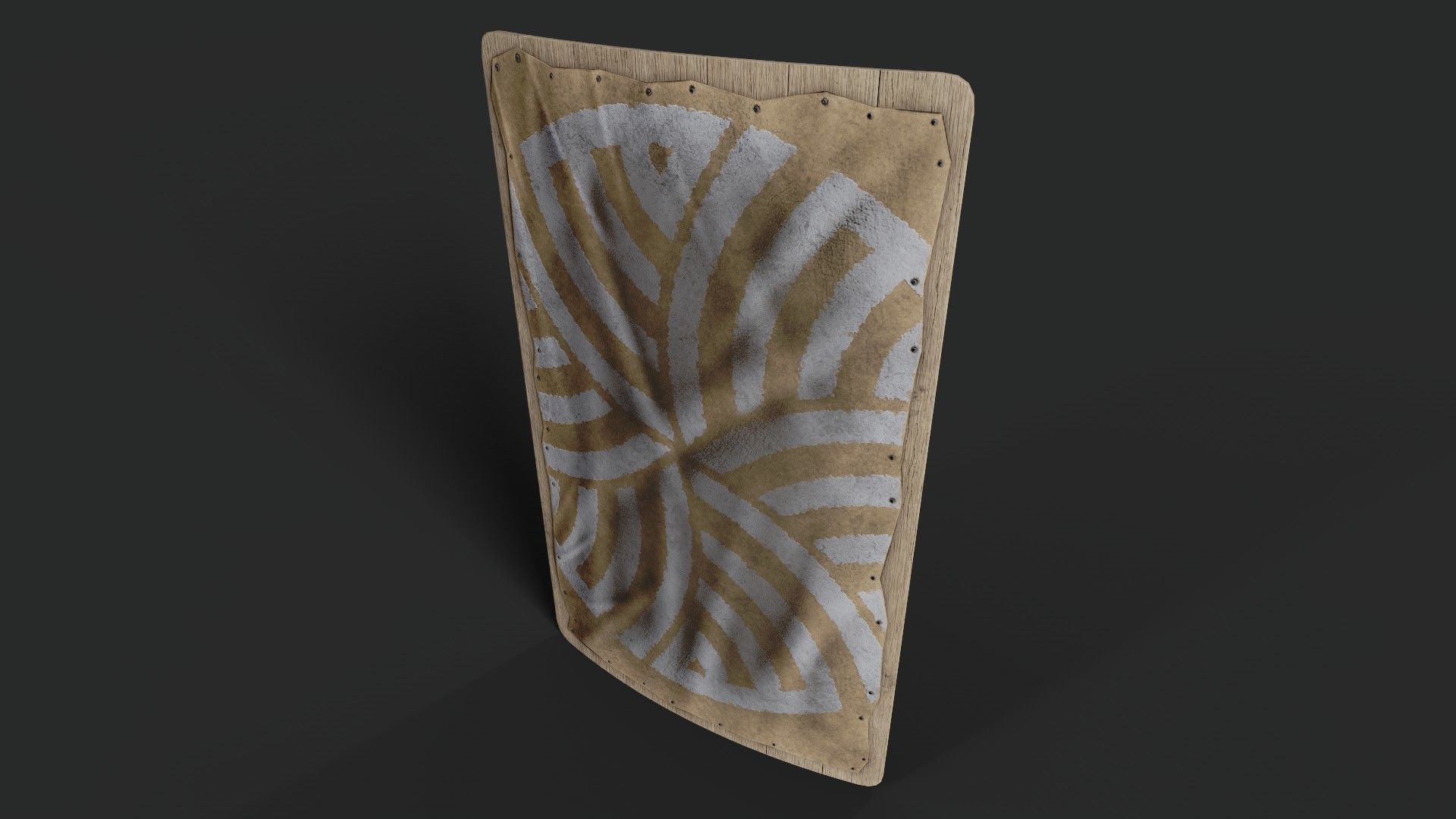 Slavic square leather shield-painted white nordic symbol Low-poly 3D model_5