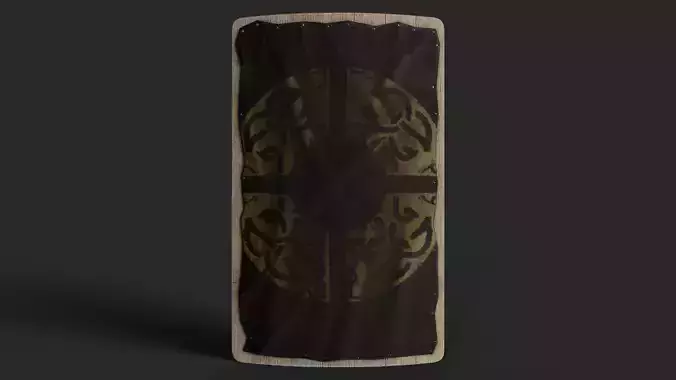 Slavic square leather shield-painted gold nordic symbol Low-poly 3D model