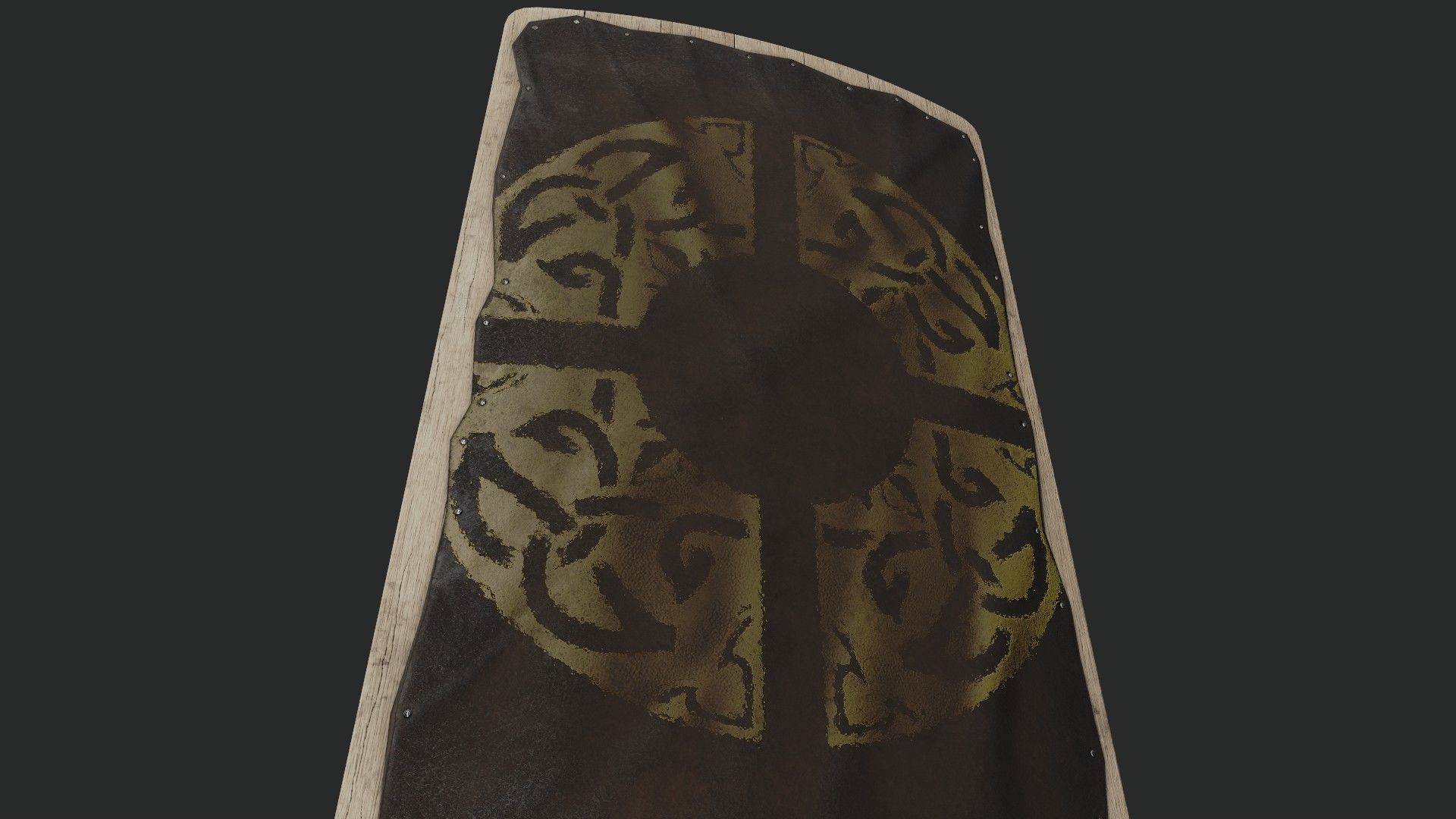 Slavic square leather shield-painted gold nordic symbol Low-poly 3D model_4