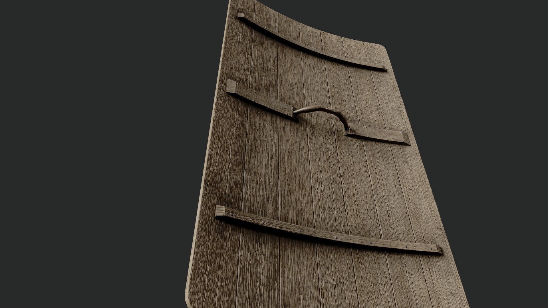 Slavic square leather shield-painted black with  rooster symbol Low-poly 3D model_3