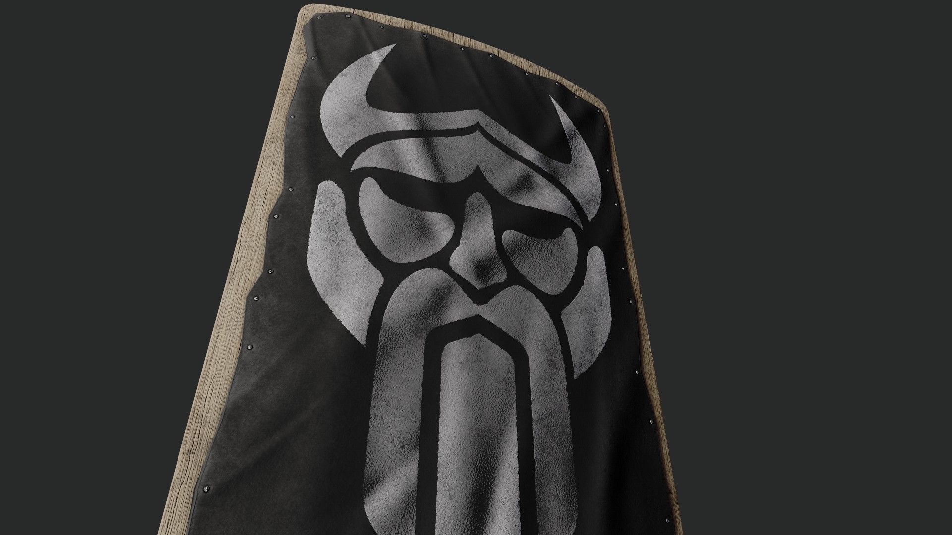 Slavic square leather shield-painted black with  God symbol Low-poly 3D model_4