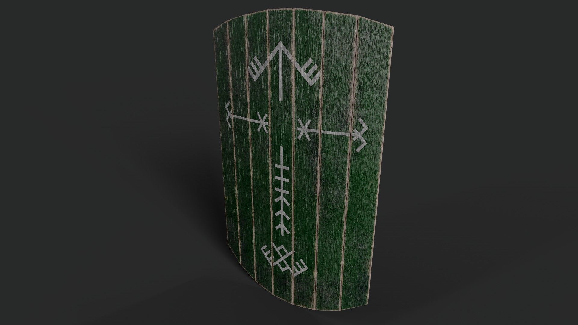 Slavic square wooden shield-painted green with pagan symbol Low-poly 3D model_5