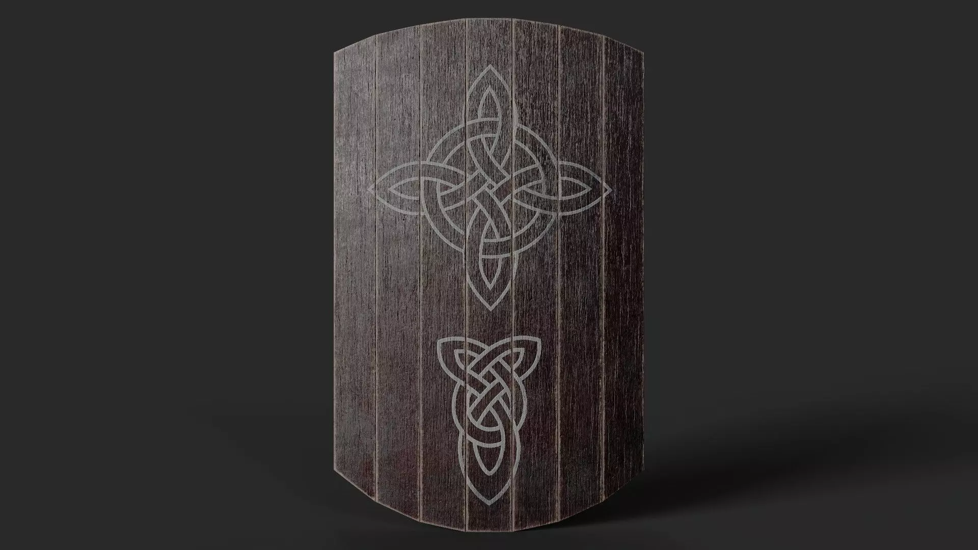 Slavic square wooden shield-painted red with pagan symbol Low-poly 3D model_0