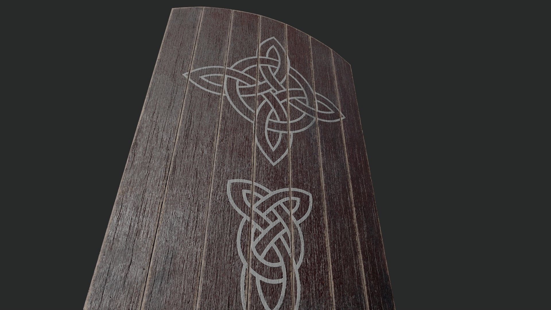 Slavic square wooden shield-painted red with pagan symbol Low-poly 3D model_4
