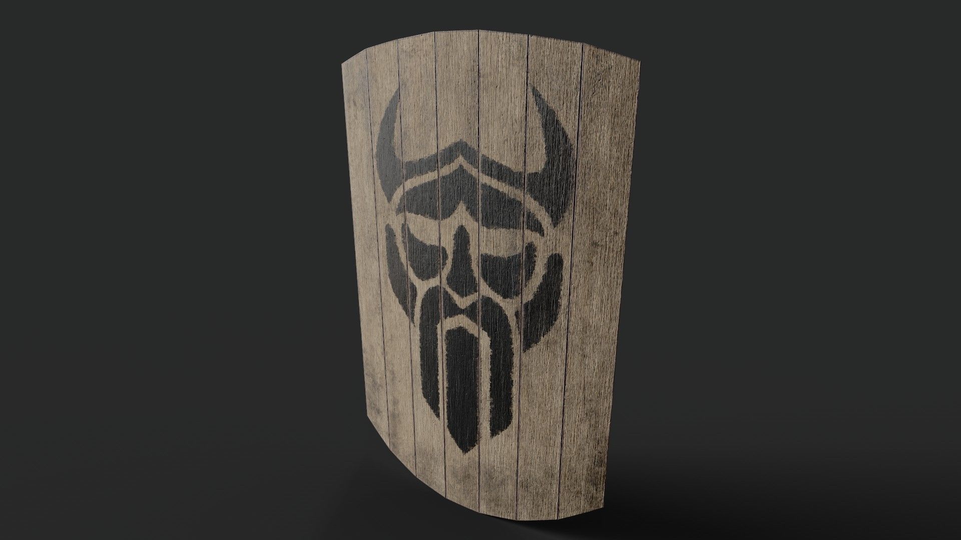 Slavic square wooden shield-painted black God symbol Low-poly 3D model_5