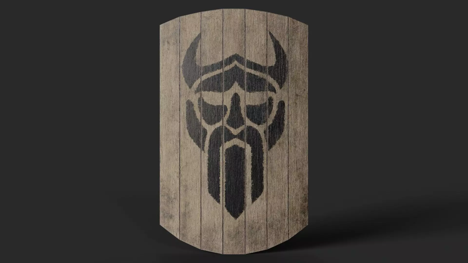 Slavic square wooden shield-painted black God symbol Low-poly 3D model_0