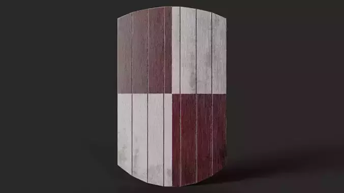Slavic square wooden shield-painted  checker symbol Low-poly 3D model