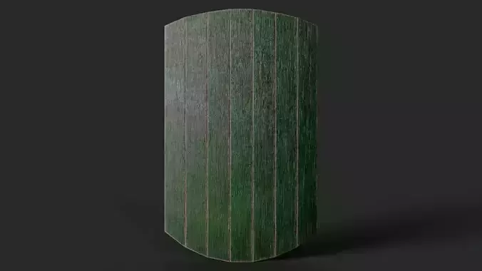 Slavic square wooden shield-painted green Low-poly 3D model