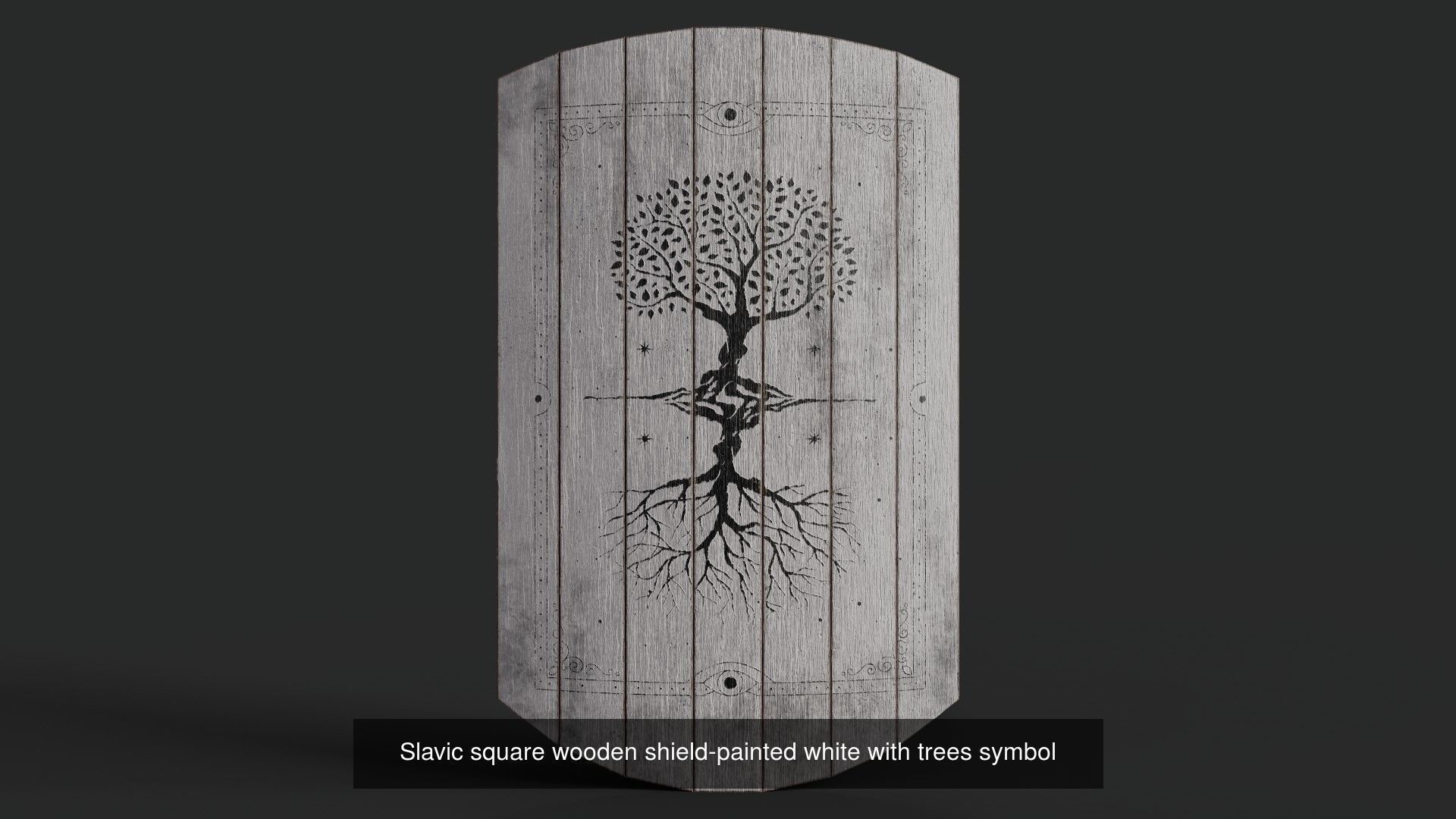 Slavic square wooden shield 20 pieces 3D Model Collection_12